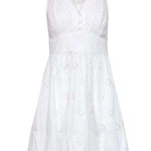 Kate Spade V-Neck White Eyelet A-Line Dress